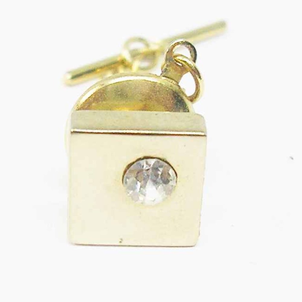 Square Tie Tack classic Men's Jewelry gold tone vintage Tie Pin with Chain
